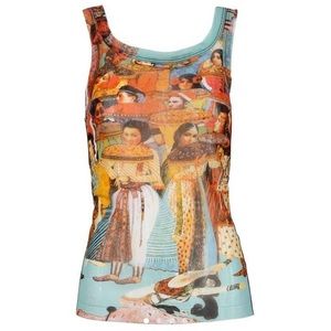 ICONIC JEAN PAUL GAULTIER WOMENS VINTAGE MESH ASIAN FACES PRINT TOP SIZE M